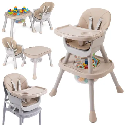 Imagen del producto de Silla infantil 4 en 1 con mesa y asiento, color marrón