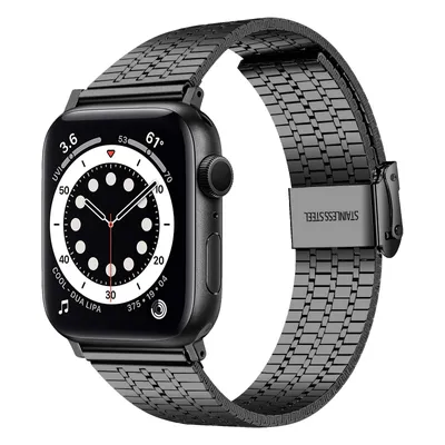 Produktbild von Strap-it Apple Watch Edelstahlarmband (Schwarz)