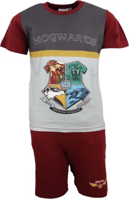 Produktbild von Harry Potter Hogwarts Kinder Schlafanzug Pyjama kurz – Dunkelrot / 116
