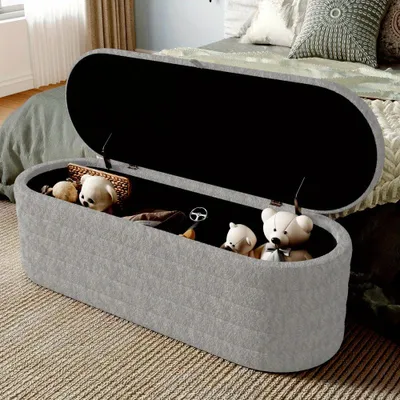 Imagen del producto de Puf con espacio de almacenamiento - Puf de almacenamiento - Reposapiés - Taburete - Banco con espacio de almacenamiento - Grande, 120x40 cm