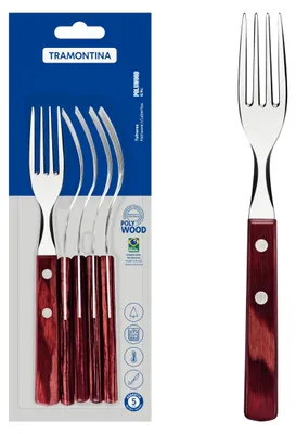 Steakgabel-Set 6-teilig, 19 cm, Edelstahl, spülmaschinengeeignet