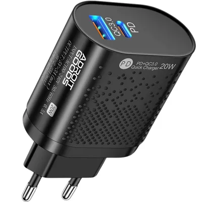 Produktbild von AdroitGoods Usb-A/C Schnellladegerät - 20W Ladegerät mit QC3.0 - Universaladapter - Handy-Ladegerät - Schwarz