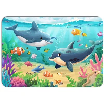 Zdjęcie produktu dla Podkładka dla dzieci z bezpośrednim nadrukiem 43 x 30 cm, motywy dziecięce, podkładka Trwała, zmywalna, nieszkodliwa dla zdrowia, podwodny świat
