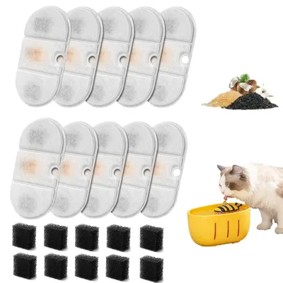 Produktbild von TRANKIELO® - 10 Stück Trinkbrunnen-Filter für Katzen - Aktivkohle-Ersatzfilter - Kompatibel mit den gängigsten Modellen