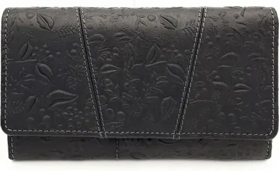 Produktbild von Hill Burry echt Leder Damen Geldbörse Portemonnaie floral mit RFID NFC Schutz schwarz