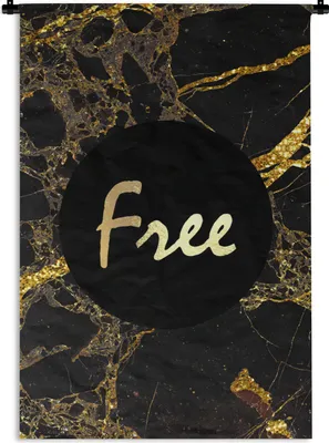 Produktbild von MuchoWow® Wandteppich Wandbehang Zitate -  - Gold - Marmor 90x135 cm Tapisserie Dekoration Wandtuch - Baumwolle - Wandskulptur