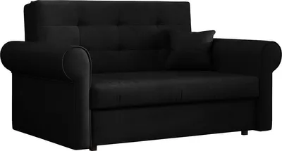 A black sofa is shown from a front-diagonal view against a white background.