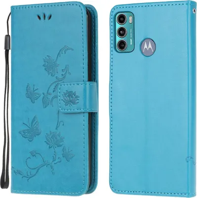 Produktbild von Motorola Moto G60 Hülle - Coverup Blumen & Schmetterlinge Klapphülle - Blau