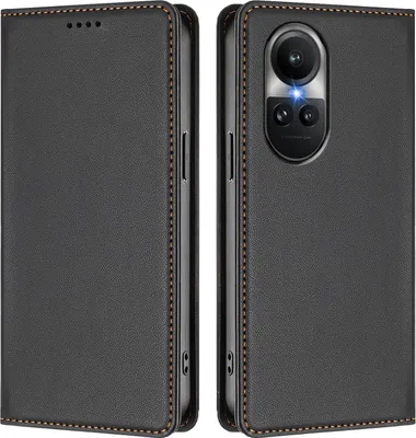 Obrázek produktu pro Kožené pouzdro pro Oppo Reno10 /Reno10 Pro 5G, magnetické flipové pouzdro zPolyuretankůže se stojánkem Černá