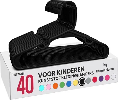 Immagine prodotto di Set di 40 appendiabiti per bambini - 29-2 cm - Plastica - Neri