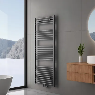 Produktbild von Heilmetz Handtuchheizkörper 140x60 cm 661W Warmwasser Badheizkörper, Mittelanschluss & Seitenanschluss, Handtuchtrockner
