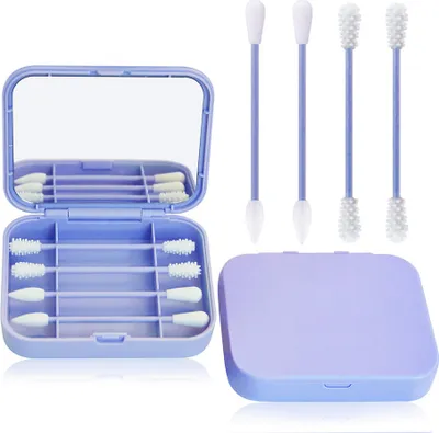 Produktbild von Wiederverwendbares Wattestäbchen,Waschbare Wattestbchen für Ohrreinigung,hautschonende Silikon Ohrstäbchen,fr Wimpernverlngerung,Lippenpinsel,Make-up-Reinigung,Wundpflege(4 Stck/Box)