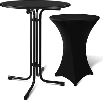 Produktbild von Aopunly Stehtisch Ø 80 cm Klappbar Rund Stabil Garten Hoch Holz pulverbeschichtet Metall Hochtisch