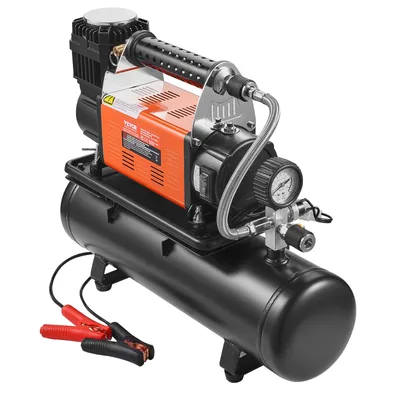 Zdjęcie produktu dla Wysokowydajna sprężarka powietrza VEVOR 12 V ze zbiornikiem 6 l, przenośna pompka do opon 6,35 CFM, terenowa sprężarka powietrza 150 PSI z cyfrowym manometrem, pompka do opon