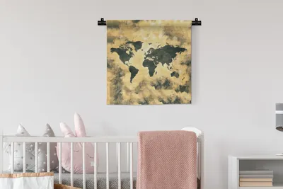 Produktbild von MuchoWow® Wandteppich Wandbehang Weltkarte - Rauchen - Abstrakt 60x60 cm Tapisserie Dekoration Wandtuch - Dekorationen - Wand Decke