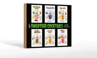 Produktbild von Holzschild Alkohol 18x12cm 6 smoothie cocktails recipes