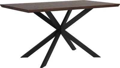 Obrázok produktu pre BELIANI Jedálenský stôl vrchná doska z tmavého dreva 140 x 80 cm čierne kovové nohy 6-miestny obdĺžnikový tvar moderný industriálny štýl