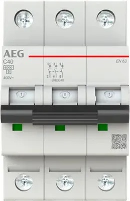 Produktbild von AEG EN63C40 Leitungsschutzschalter AEG ElfaPlus 6kA, C-Charakteristik, 40A, 3P  2CDS253088R0404