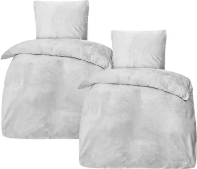 Produktbild von Bettwäsche Winter Plüsch Samt Touch Fleece Uni  135x200 80x80: 4tlg. / Weiß