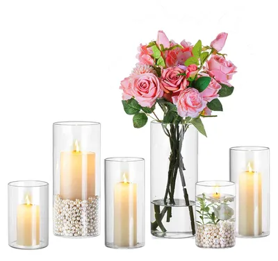 Productafbeelding van Set van 6 Glazen Windlichten voor Tafeldecoratie