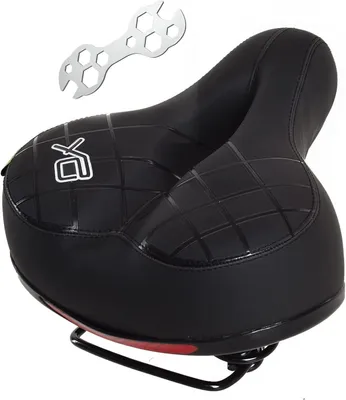 Productafbeelding van Fietszadel - Zacht zadel - Comfortabel fietsen - Dubbele stalen veren - 25 x 21 cm - Zwart