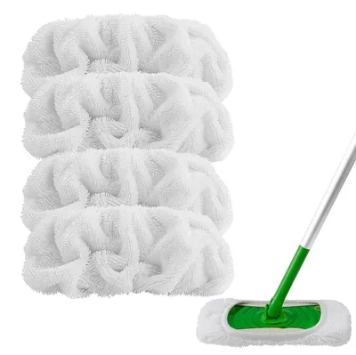 Productafbeelding van Herbruikbare microvezel-dopviltjes voor dweilpads - 4 stuks - voor het reinigen van vloeren - machinewasbaar