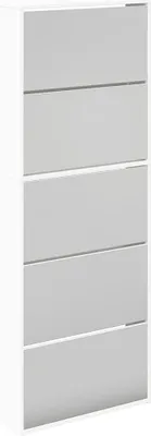 Produktbild von vidaXL Schuhschrank mit 5 Fächern Spiegel Weiß 63×17×169,5 cm