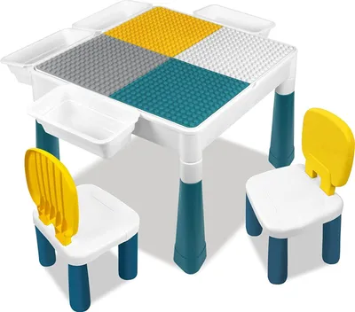 Produktbild von TRMLBE Kindertisch mit 2 Stühlen Spieltisch Stühle Set für Kinder ab 3 Jahren mit Aufbewahrungsbox und Höheverstellbar Multifunktionaler Doppelseitiger Tischplatte für Kinder Baby - Typ B