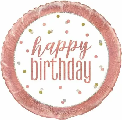 Produktbild von Unique Party - Glitzer - Folienballon, Happy Birthday - Folie SG27899 (Einheitsgröße) (Roségold/Weiß)