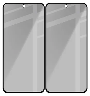 Produktbild von 2x Gehärtetes Glas mit Privatschutzfilter für Galaxy M35 5G / A35 5G / A55 5G, Bizon Glass Edge Shadow Duo, getönt mit schwarzer Rahmen