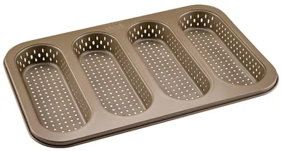 Produktbild von Zenker 4er Mini-Baguetteblech – Perfekt für knusprige Mini-Baguettes, antihaftbe