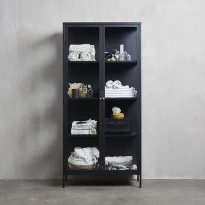 Productafbeelding van Vitrinekast Carmel Zwart H190 cm - Giga Living
