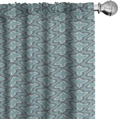 Obrázek produktu pro ABAKUHAUS Tyrkysové závěsy, záclony, orientální marocký styl – etnický vzor – symetrické kruhy, orientální motiv, 2 kusy 75 x 225 cm, tyrkysová hnědá