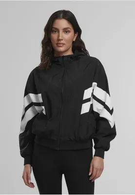 Obrázek produktu pro Dámská přechodná bunda Urban Classics Ladies Crinkle Batwing Jacket blk/wht - M