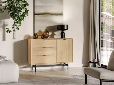 Produktbild von Kommode – Sideboard – Schubladenkommode – Beistellschrank – REYNOS 04 – Sonoma Eiche – 115 cm – Modernes Design für mehr Ordnung