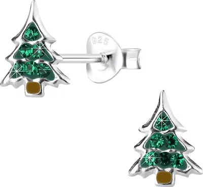 Produktbild von Ohrstecker Weihnachten: 925 Silber Ohrringe „Weihnachtsbaum“