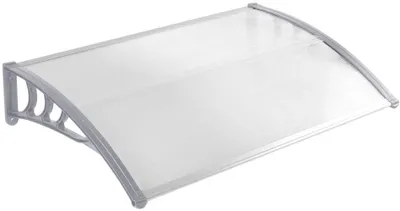 Produktbild von NAIZY Vordach für Haustür 150 x 100 cm - Transparent Polycarbonat Pultvordach Überdachung 5 mm, Grau (150 x 100 cm, Grau)