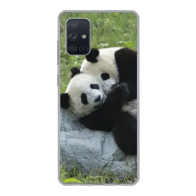 Produktbild von MuchoWow® Handyhülle Schutzhülle Hülle für Samsung Galaxy A51 5G Pandas - Gras - Stein Silikon Softcase Handy Hülle - Abbildung