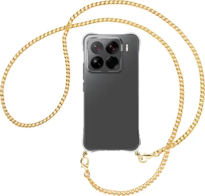 Produktbild von Handykette Backcover-Schutzhülle mit Band (Metall goldfarben) für Xiaomi 15 Pro 5G - goldfarbene Kette
