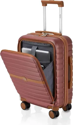 Zdjęcie produktu dla Walizka podręczna – kabinowy wózek z przegrodą na laptopa – twarda obudowa (ABS+PC) – 52,5 cm – idealna do podróży lotniczych – czerwona