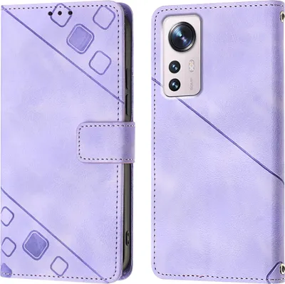 Produktbild von Hülle für Xiaomi 12 Prägung Flip Leder Brieftasche Schutzhülle mit Ständer Lila