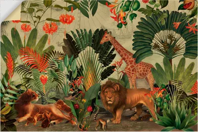 Produktbild von ARTland Wandbild, selbstklebend Afrika Safari Wilde Tiere im Regenwald Größe: 90x60 cm