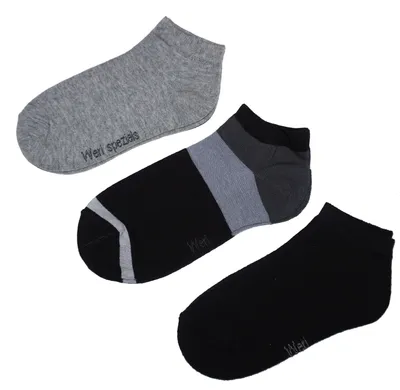 Produktbild von Kinder Sneaker Socken 3-er Pack aus Baumwolle Sport Modern Schwarz Größe 39-42