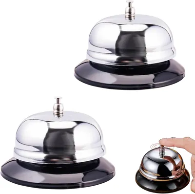 Productafbeelding van Stukken call bells - Set van 2 - Receptiebel roestvrij met heldere en luide stem - Bureaublad service belbel sterk duurzaam