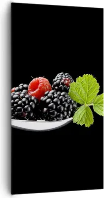 Produktbild von Bild auf Leinwand - Leinwandbild - Löffel Himbeere Brombeere Frucht - 65x120cm - Wand Bild - Wanddeko - Leinwanddruck - Bilder - Kunstdruck - Leinwand bilder - Wandkunst - PA65x120-2202
