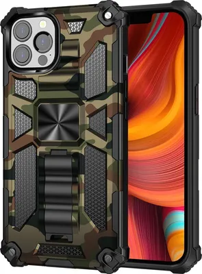 Produktbild von Mobigear Armor Stand iPhone 13 Pro Max Hülle Hardcase Backcover Stoßfest mit Ständer - Grün