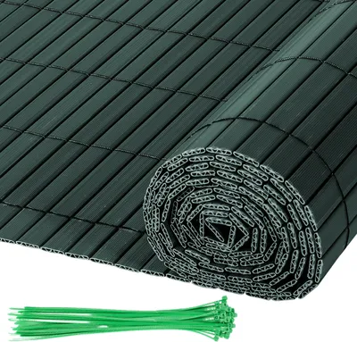 Produktbild von Jayseuw PVC rohož pro ochranu soukromí, plot s kabelovými vazbami, plot pro ochranu soukromí na zahradě, odolný proti povětrnostním vlivům, vnitřní zesílené lamely s W-konstrukcí, zelená 1,8 x 4 m