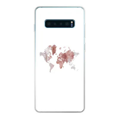Produktbild von MuchoWow® Handyhülle Schutzhülle Hülle für Samsung Galaxy S10 Plus Weltkarte - Rosa - Farbe Silikon Softcase Handy Hülle - Schutzhülle