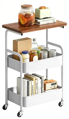 Produktbild von Rollwagen mit 3 Ebenen und Rädern für Küche und Büro