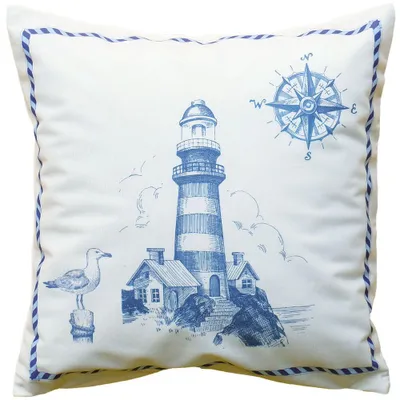 Produktbild von Kissen-Bezug Leuchtturm Maritim Motiv blau weiß 40x40cm